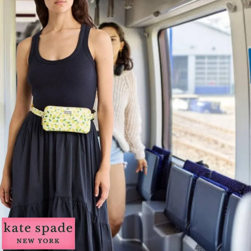 Kate Spade Leather Belt Bag Women's Yellow Lemon Print Cottagecore